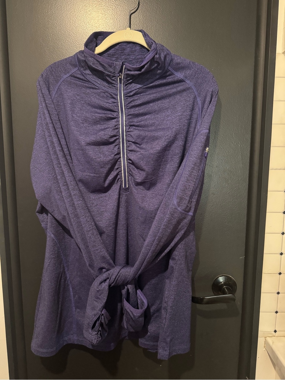 Kirkland Signature Heathered Purple Quarter-Zip Pullover